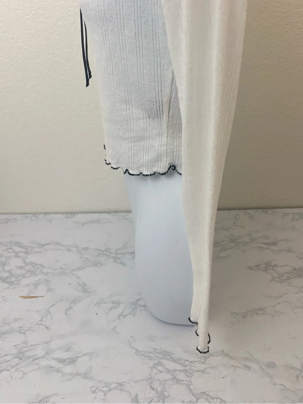 Sugarkiss Women’s L White Bow Ruffle Sleeveless Cropped Long Sleeve Top Y2K